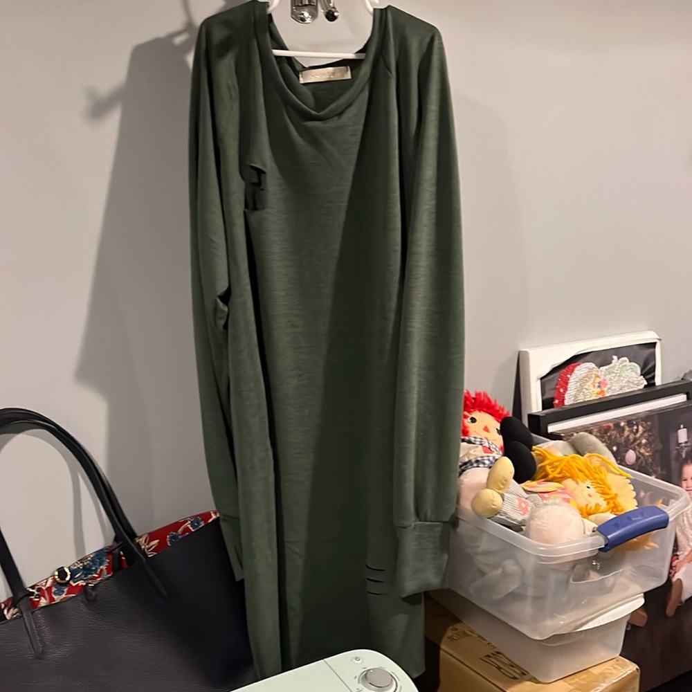 NWOT dark green dress with slit cut outs